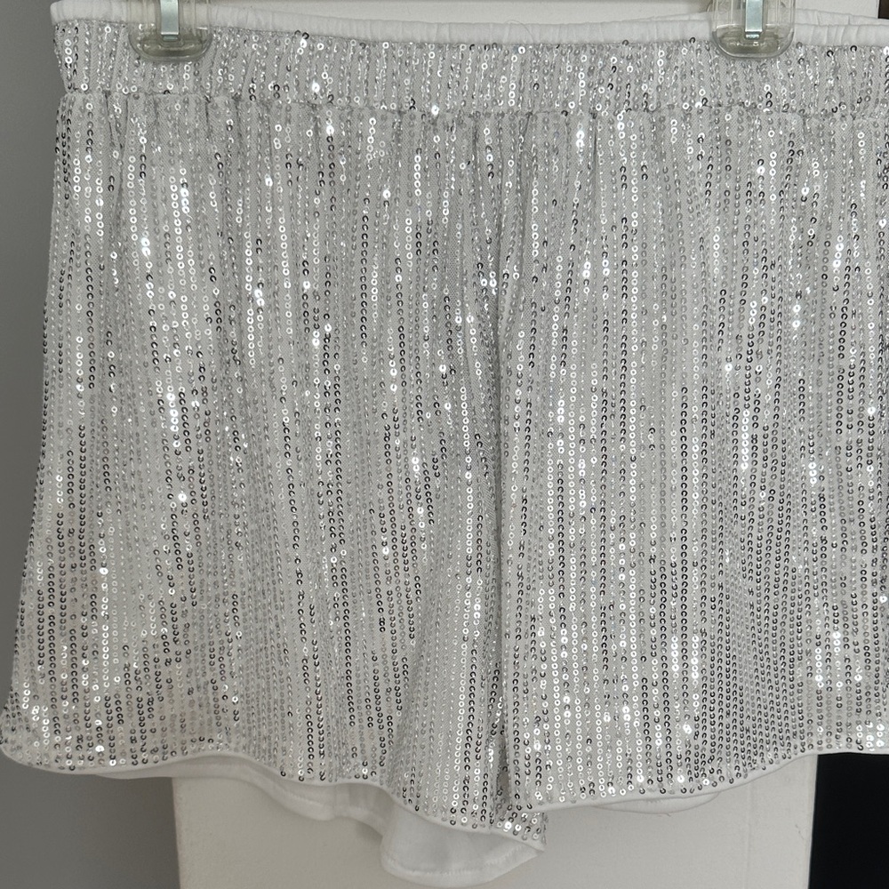 NWT Silver Sequin Shorts